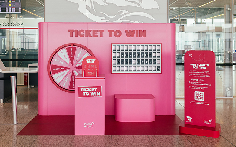 Ticket to Win activation booth in T1 Domestic