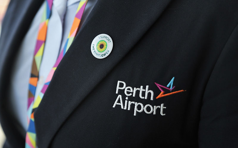 Hidden Disabilities pin on Perth Airport terminal duty manager