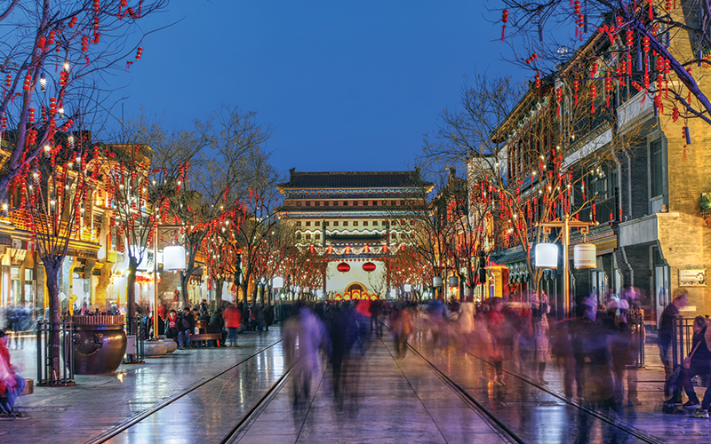 Chinese New Year celebrations by a temple