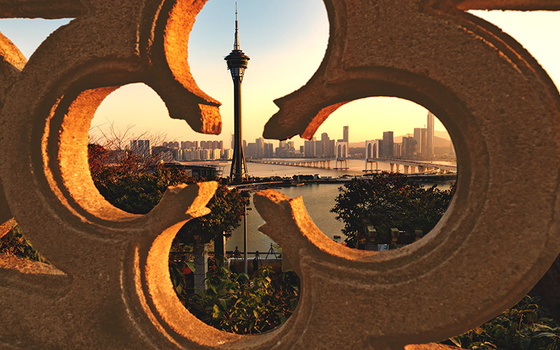  Macau Tower and West Bay Bridge from a roadside lookout