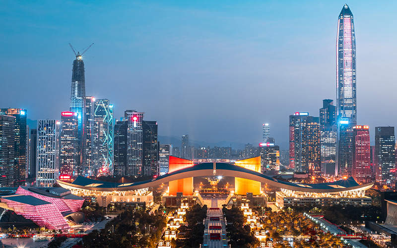 Shenzhen city's architecture at night