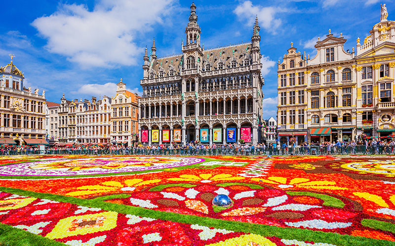 Flower Carpet Festival in the Grand-Place, Brussels, Belgium.