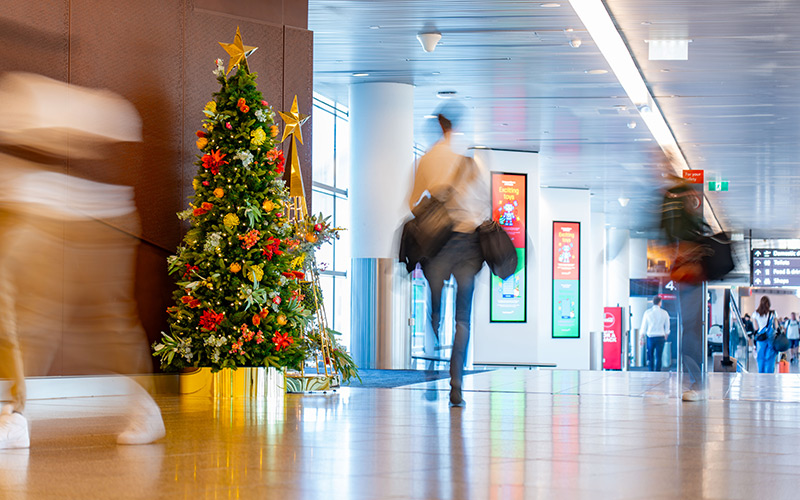 Christmas tree decoration in T1D Perth Airport