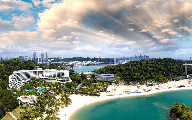 Blue waters around Sentosa Island