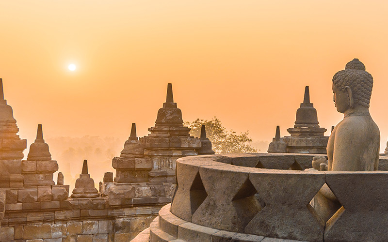 Sunrise at Borobudur Temple, Indonesia