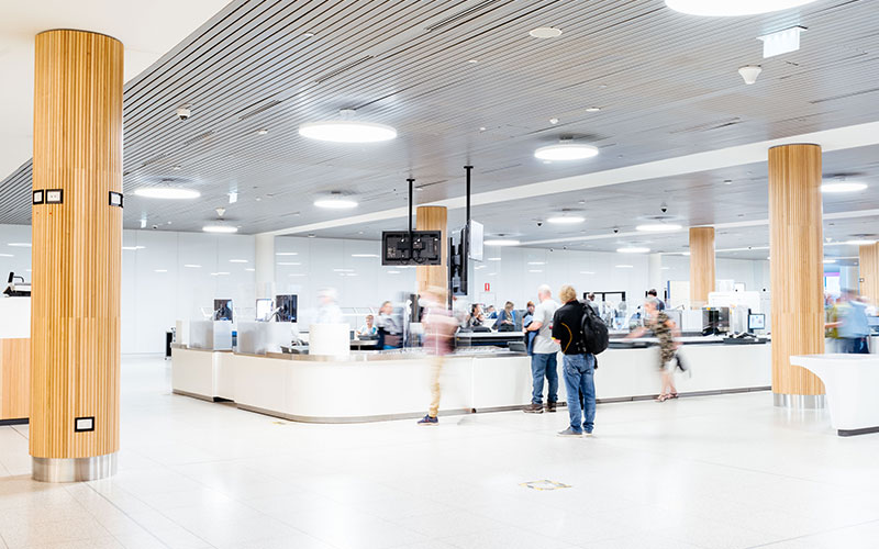 Perth Airport security screening point in Terminal 1