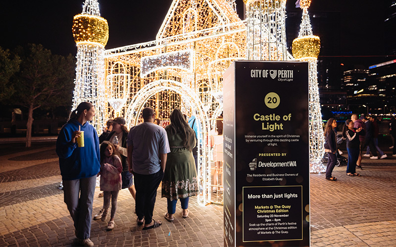 Castle built from fairy lights in Perth